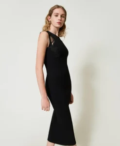 Maxistrickkleid Mit Spitze