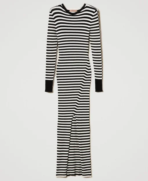 Maxistrickkleid Mit Streifen