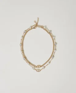 Mehrreihige Kette Mit Strass Und Oval T