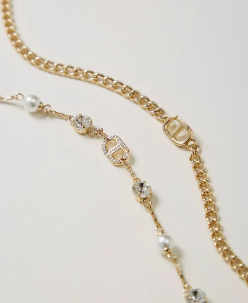 Mehrreihige Kette Mit Strass Und Oval T