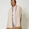 Melierter Poncho Mit Fransen