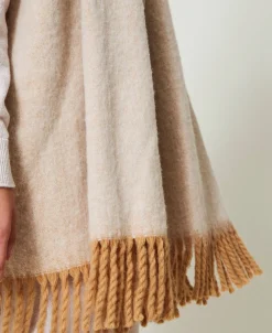 Melierter Poncho Mit Fransen
