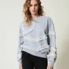 Meliertes Sweatshirt Mit Tüllvolants