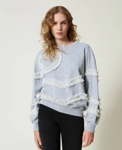 Meliertes Sweatshirt Mit Tüllvolants