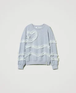 Meliertes Sweatshirt Mit Tüllvolants
