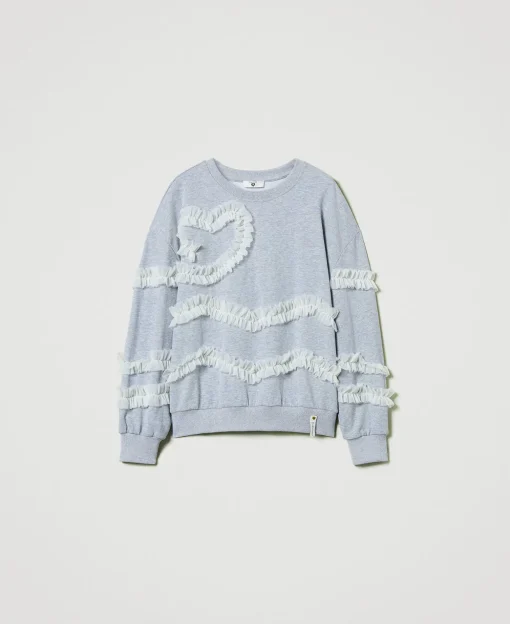 Meliertes Sweatshirt Mit Tüllvolants
