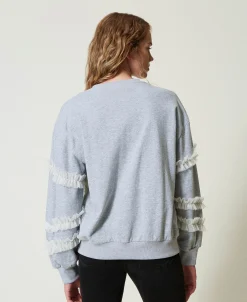 Meliertes Sweatshirt Mit Tüllvolants