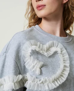 Meliertes Sweatshirt Mit Tüllvolants