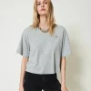 Meliertes T-Shirt Mit Oval T