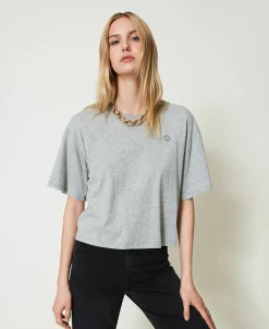Meliertes T-Shirt Mit Oval T