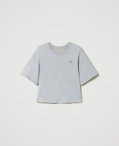 Meliertes T-Shirt Mit Oval T