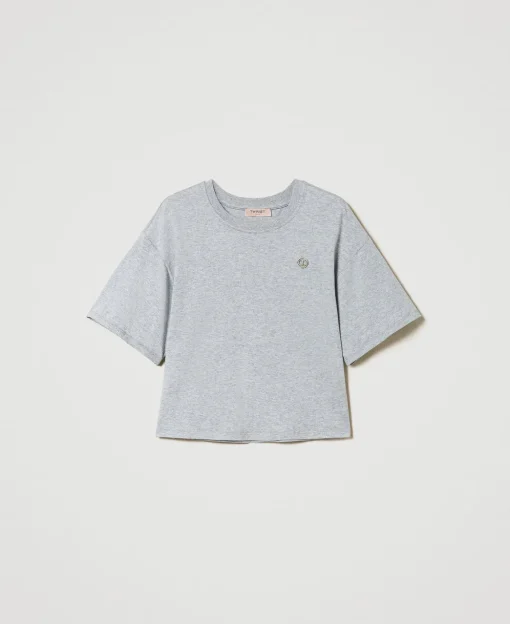 Meliertes T-Shirt Mit Oval T