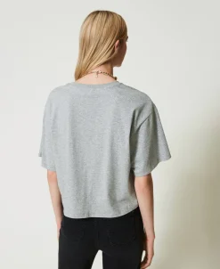 Meliertes T-Shirt Mit Oval T