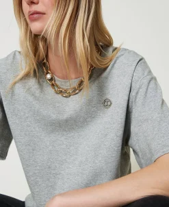 Meliertes T-Shirt Mit Oval T