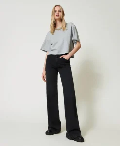 Meliertes T-Shirt Mit Oval T
