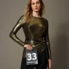 Metallic-Bluse Mit Knoten