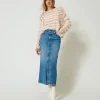 Midi-Jeansrock Mit Schlitz