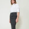 Midi-Jeansrock Mit Strass