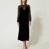 Midikleid Aus Chiffon Und Samt