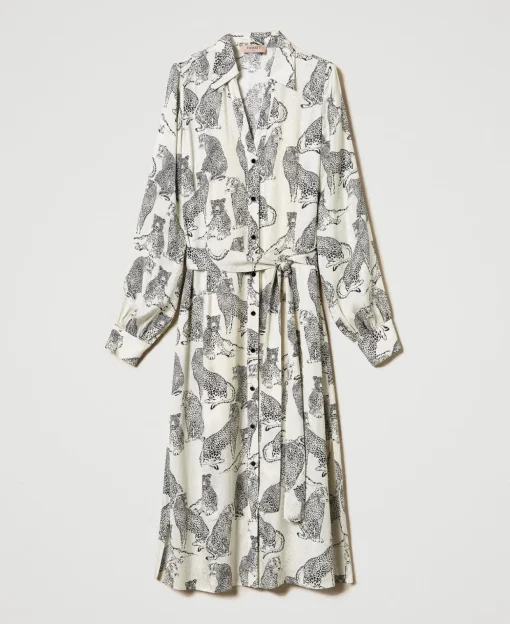 Midikleid Aus Jacquard Mit Jaguarprint