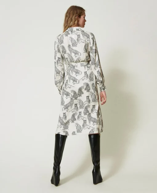 Midikleid Aus Jacquard Mit Jaguarprint