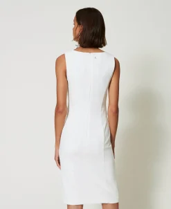 Midikleid Aus Krepp Mit Stickereien