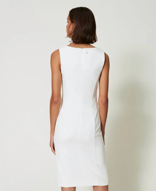 Midikleid Aus Krepp Mit Stickereien