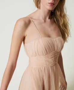 Midikleid Aus Plissiertem Tüll