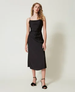 Midikleid Aus Satin Mit Faltenwurf