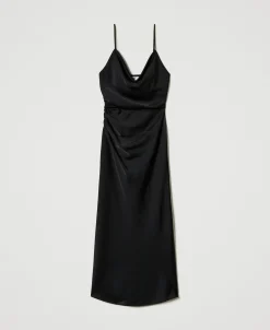 Midikleid Aus Satin Mit Faltenwurf