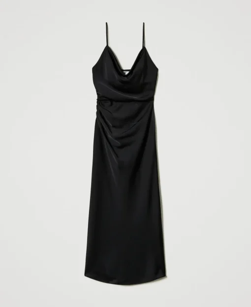 Midikleid Aus Satin Mit Faltenwurf