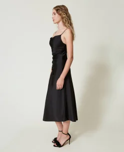 Midikleid Aus Satin Mit Faltenwurf