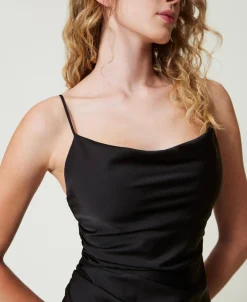 Midikleid Aus Satin Mit Faltenwurf