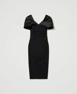 Midikleid Mit Satineinsätzen