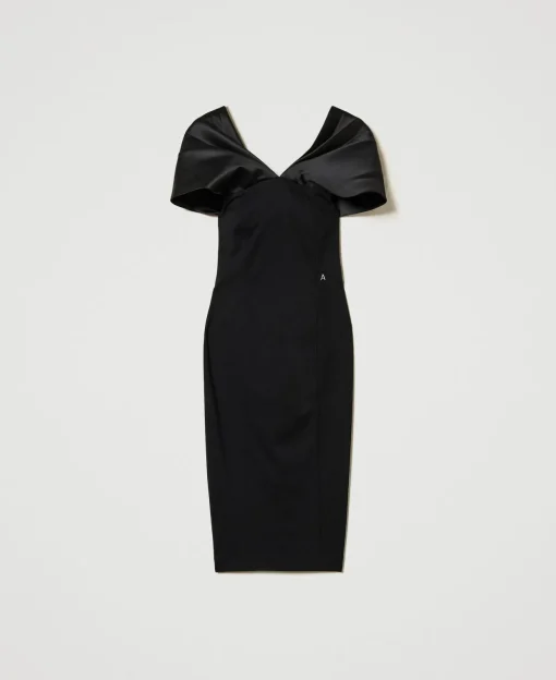 Midikleid Mit Satineinsätzen