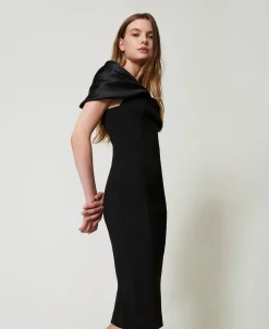 Midikleid Mit Satineinsätzen