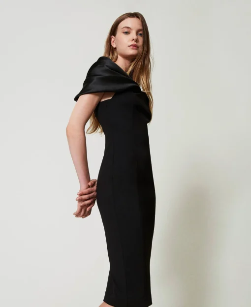 Midikleid Mit Satineinsätzen