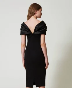Midikleid Mit Satineinsätzen