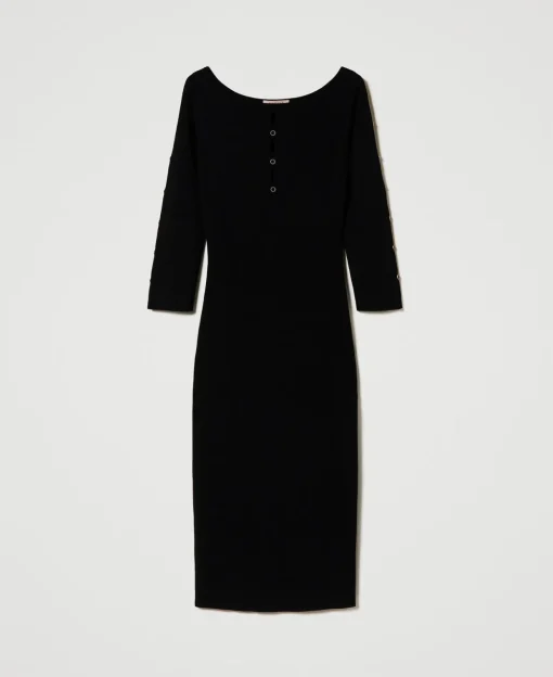 Midi-Strickkleid Mit Cut-outs Und Nieten