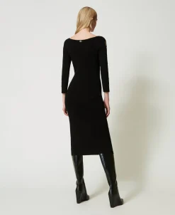 Midi-Strickkleid Mit Cut-outs Und Nieten