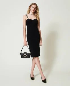 Midi-Strickkleid Mit Schmuckträgern