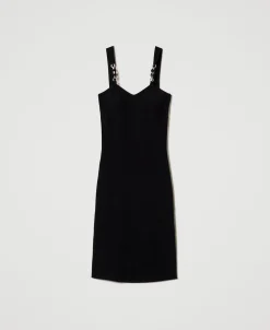 Midi-Strickkleid Mit Schmuckträgern