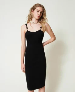 Midi-Strickkleid Mit Schmuckträgern