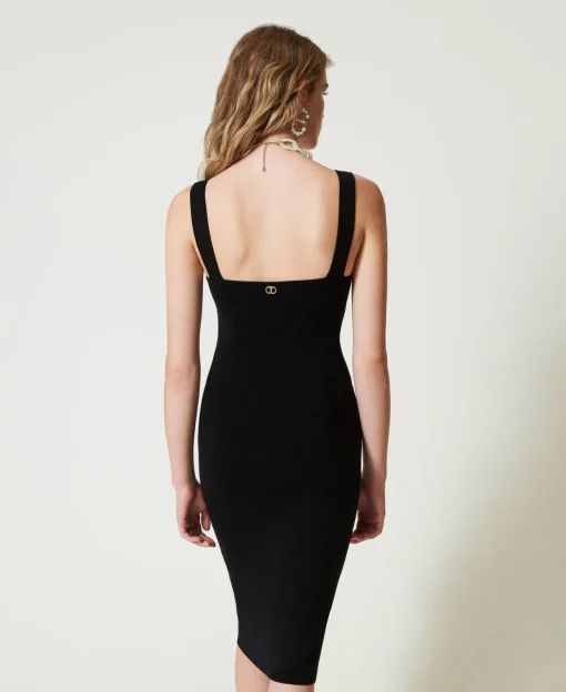 Midi-Strickkleid Mit Schmuckträgern
