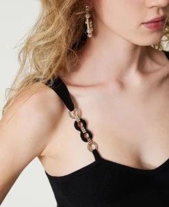 Midi-Strickkleid Mit Schmuckträgern