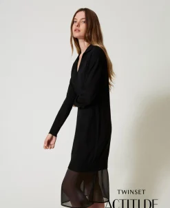 Midi-Strickkleid Mit Unterkleid