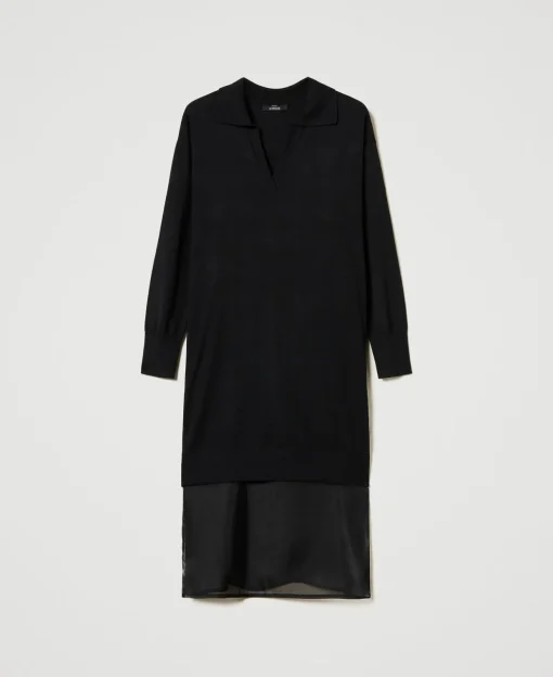 Midi-Strickkleid Mit Unterkleid