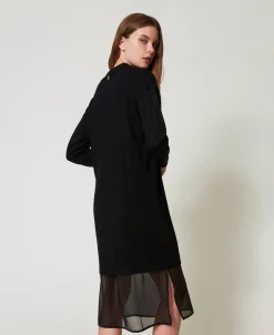 Midi-Strickkleid Mit Unterkleid