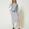 Midi-Strickrock Aus Wolle-Lurex-Mischung