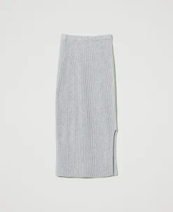 Midi-Strickrock Aus Wolle-Lurex-Mischung